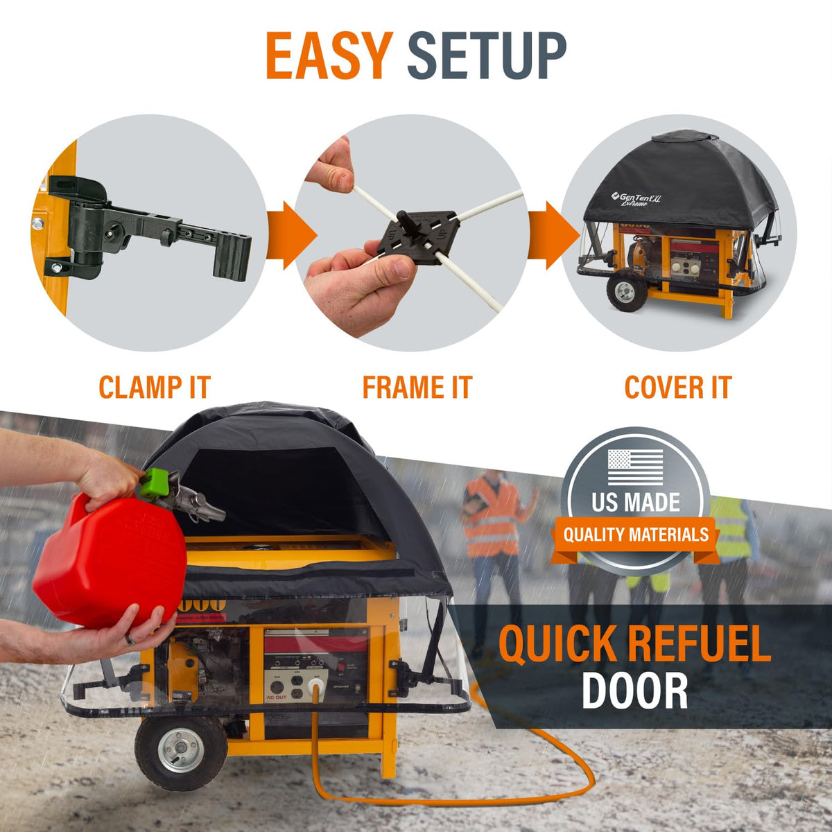 GenTent XL Open Frame Running Cover - Universal Adapter Kit Generator for Larger Generators Tent (Onyx, XL - Extreme)