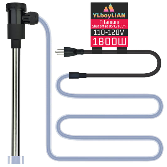 YLboyLIAN 1800W Titanium Immersion Water Heater for Pool & Hot Tub – Portable Electric Submersible Heater with Temp Control, Auto Shut-Off & WiFi Timer for Spa, Bathtub, Inflatable/Above Ground Pool