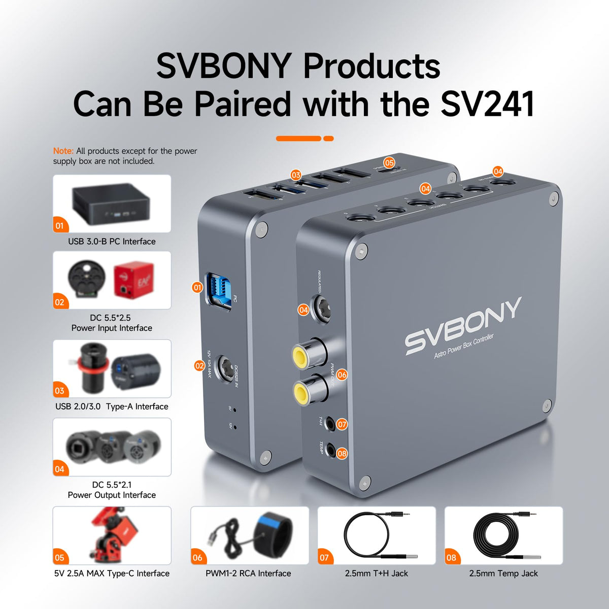 SVBONY SV535 APO Astro Camera Lens Bundle with SV241 Astronomical Telescope Power Management Box, Power Hub, Remote Control for Astronomy Equipment, F2.8 Telephoto Lens for Astrophotography