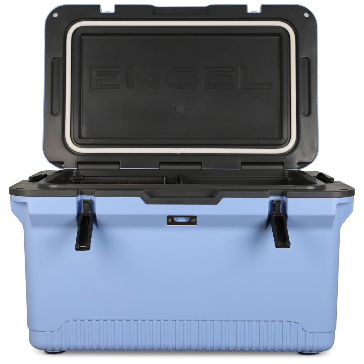 ENGEL 60 QT Ultra-Light Injection Molded Cooler - Ice Chest Keeps Ice up to 7 Days - Large Cooler Includes Wire Basket, Divider and Built-in Bottle Opener - Blue with Dark Grey Interior (Blue)