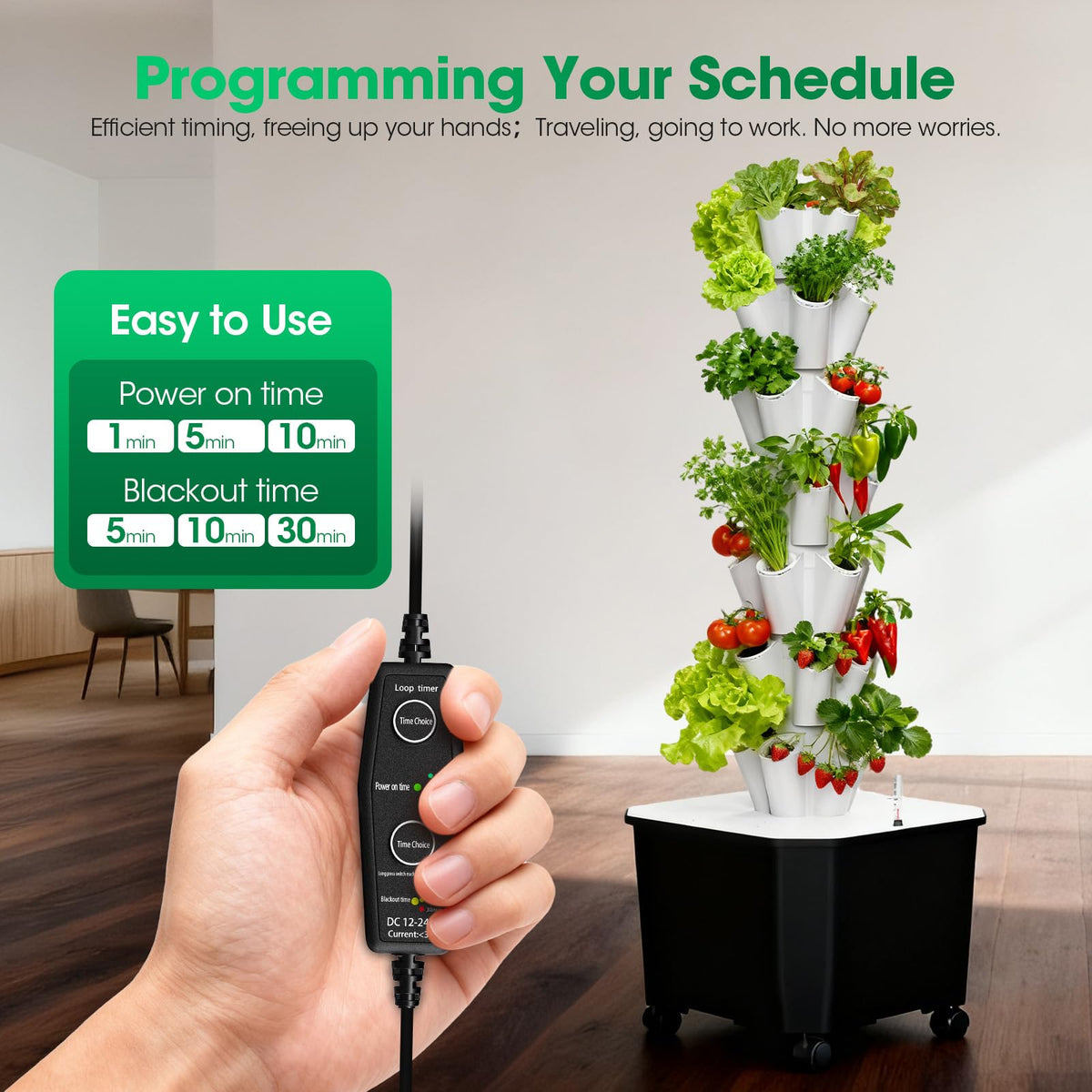Vertical Hydroponic Tower,7Layer 35 Pods Tower Garden Growing System with 12V Water Pump& 24h Smart Timer,BPA-Free Modular Indoor/Outdoor for Hydroponic Gardening Lovers Planting Vegetables.45inch