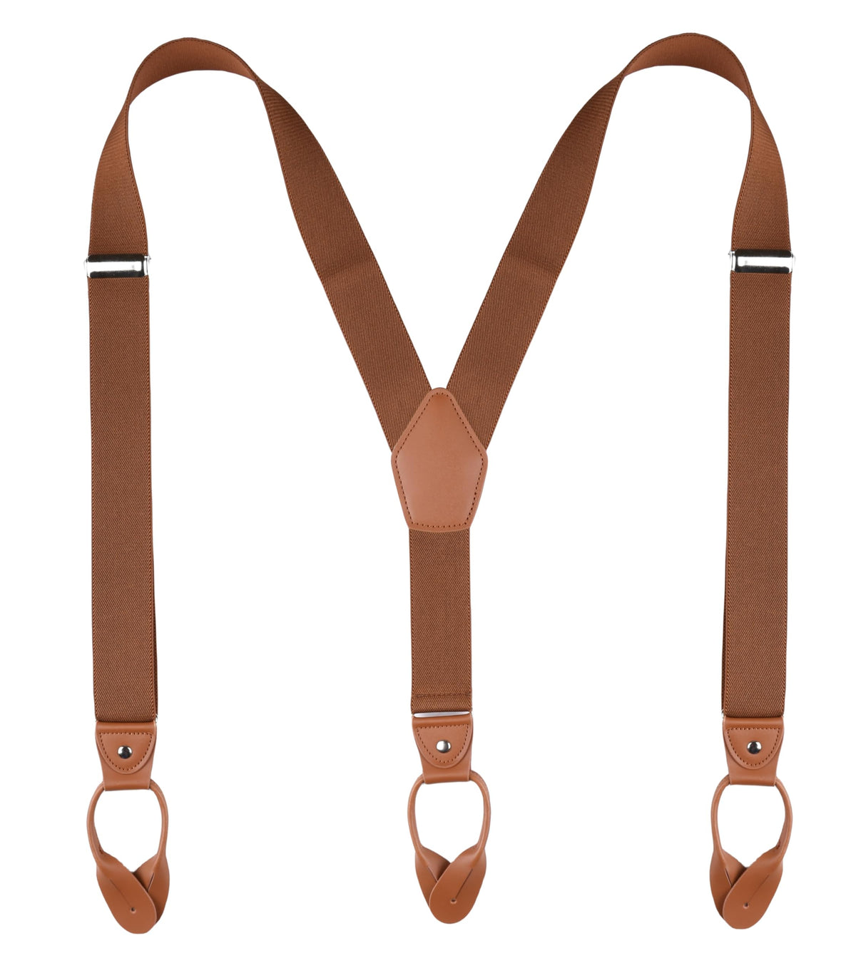 Mcvotcot Suspenders for Men Button End Adjustable Y-Back Elastic 47 Inches Brown