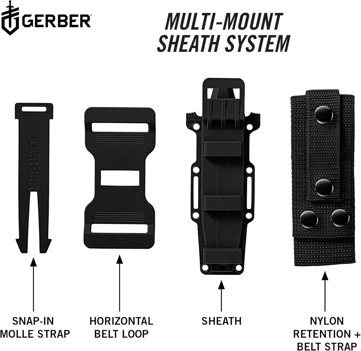 Gerber Gear StrongArm - Fixed Blade, Full Tang Knife - Camping Knife with Multiple Carry Options - Made in USA - Black, Serrated Edge