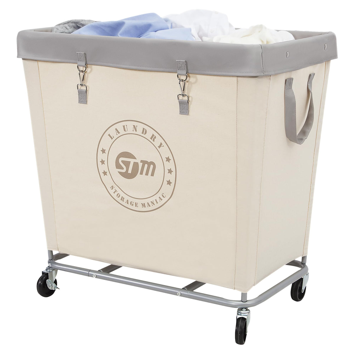 STORAGE MANIAC Umbrella Drying Rack and Large Industrial Laundry Cart Set - Robust Laundry Solution with Ample Capacity and Versatile Storage Options for Homes, Hotels, and More