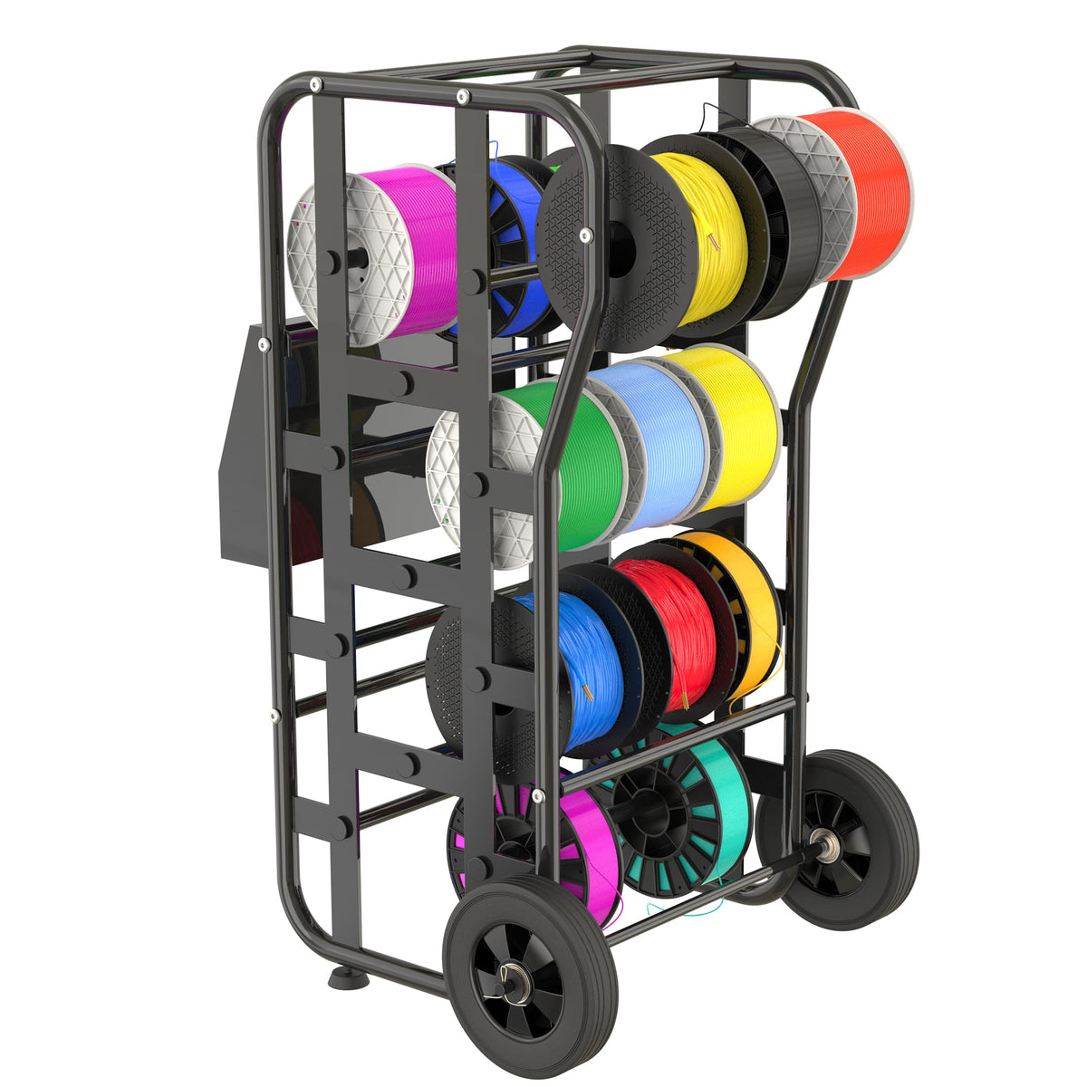 Wire Spool Rack for Wire Spool, Portable Wire Rack Dispenser with Wheels, Automotive Wire Storage, Multi-Spool Wire, Cable Dispenser, Electrical Wire Spool Holder Cart with Storage Tray (Black)