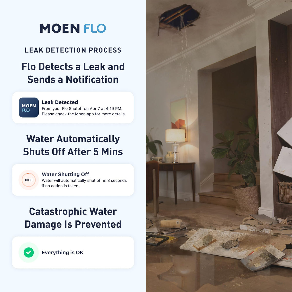 Flo by Moen 1-1/4-Inch Smart Water Shutoff with Smart Water Detector, 1-Pack