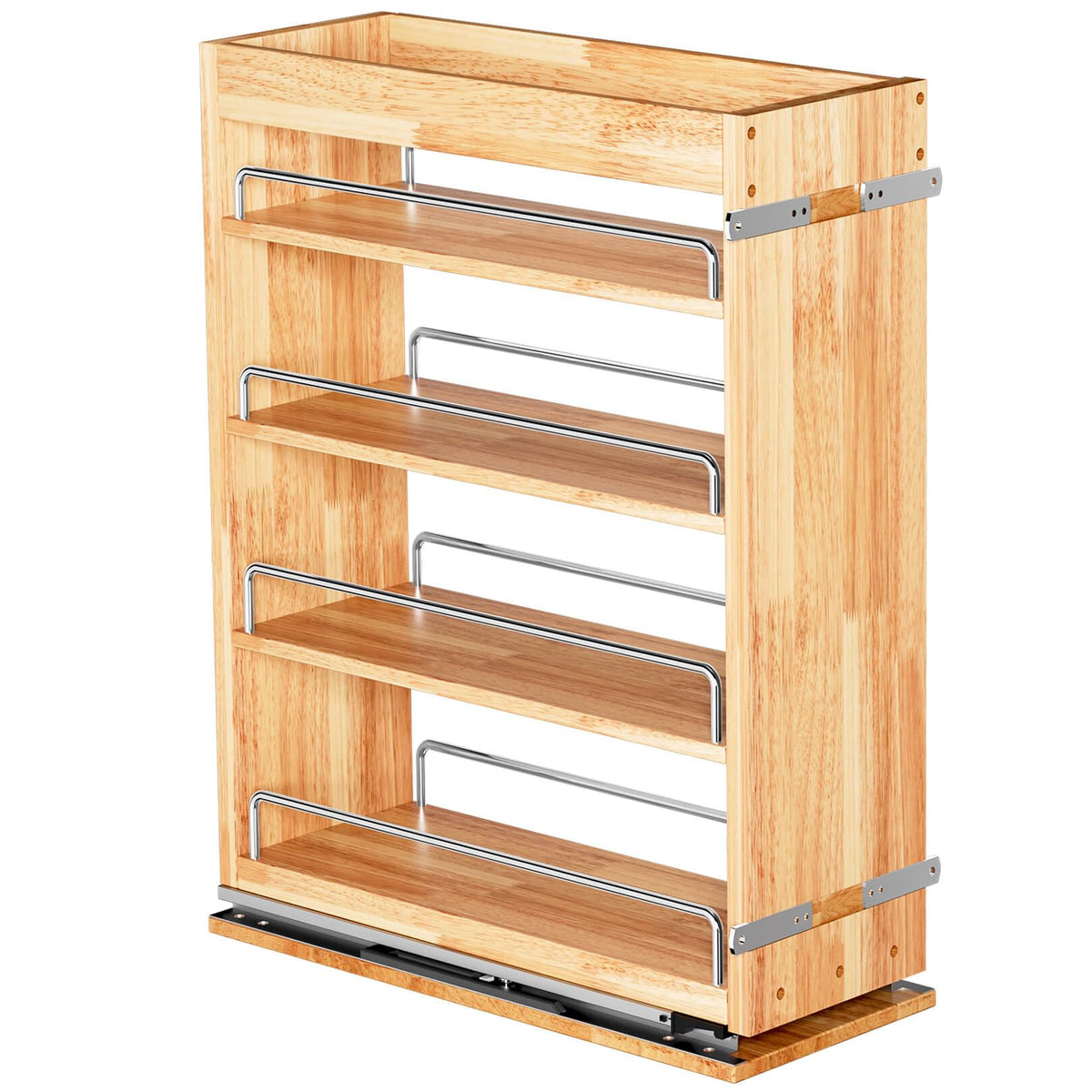 4 Tier Pull Out Spice Rack Holder Shelves (6.5" W x 22" D), spice organization for cabinet Storage Organization, pull out spice racks for inside cabinets