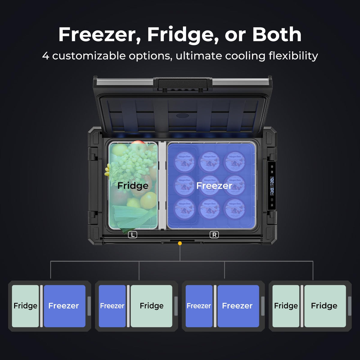 BougeRV 12 Volt Portable Refrigerator, 81 Quart Dual Zone Car Fridge Freezer with APP Control, Compressor Cooler 12/24V DC, 110~240V AC for Overlanding, Camping, Travel, RV(2026 New Model: Rocky V3.0)