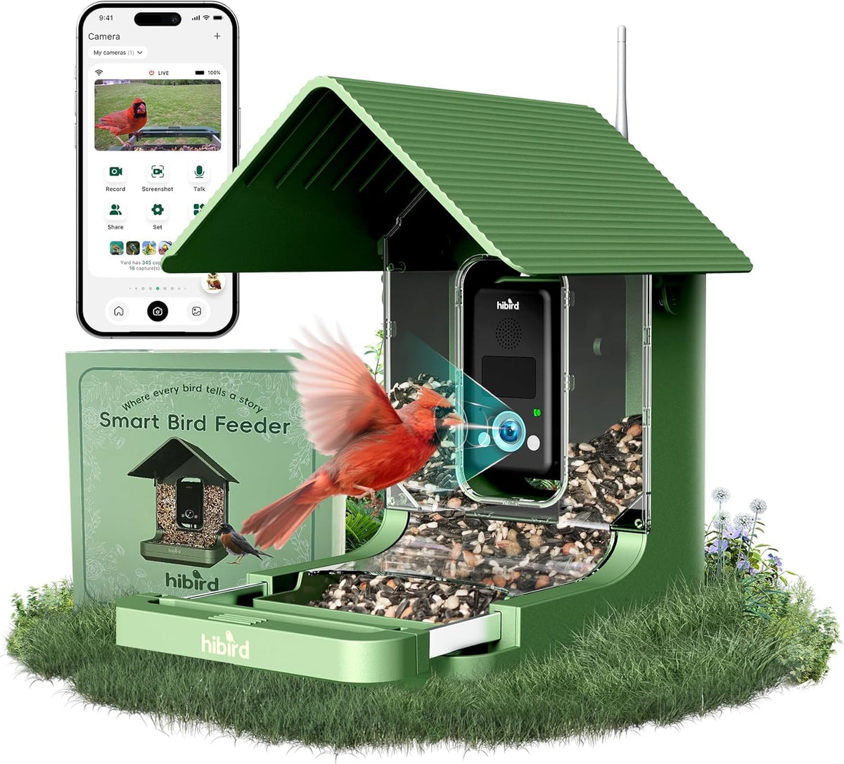 WingHome Bird Feeder with Camera, 32MP Photos & 4K Video with Live View, 5GHz/2.4GHz WiFi, AI Identify Birds Species and Instant Arrival Alerts for Bird Lovers