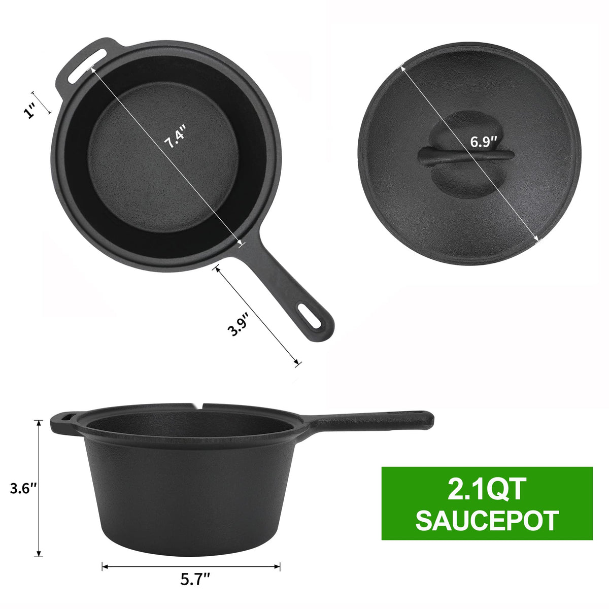 8 Piece Pre-Seasoned Dutch Oven Cooking Set Cast Iron Camping Kitchen Cookware Bakeware Skillets & Square Grill Pan w/Vintage Carrying Wood Box for Ourdoor Home BBQ Baking