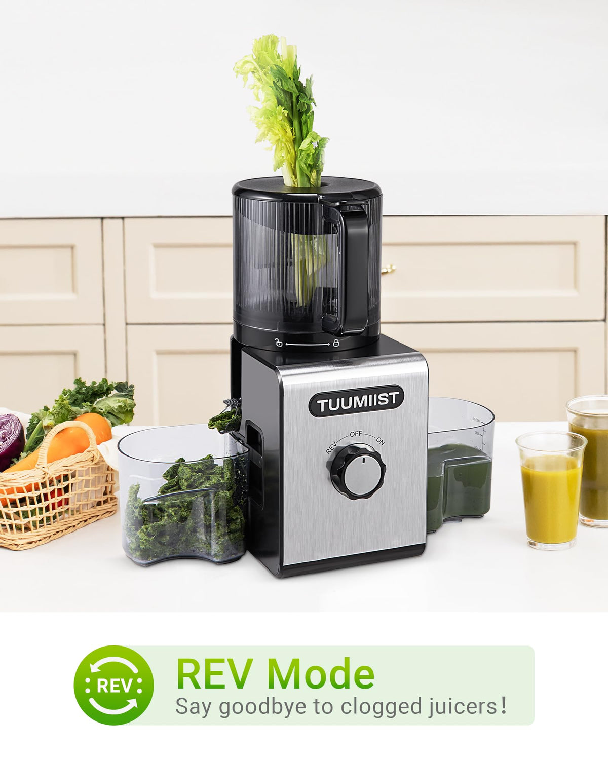 Cold Press Juicer Machine, 6.5" Large Feed Chute Masticating Extractor, Easy to Clean for Whole Fruits & Vegetables, High Yield