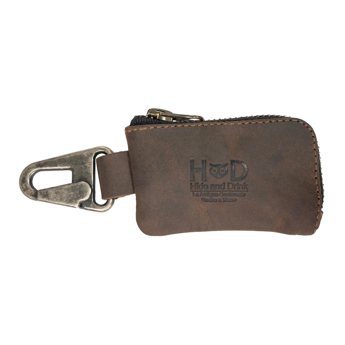 Hide & Drink, Car Key Holder & Coin Purse for Belt Loop Handmade from Full Grain Leather - Bourbon Brown