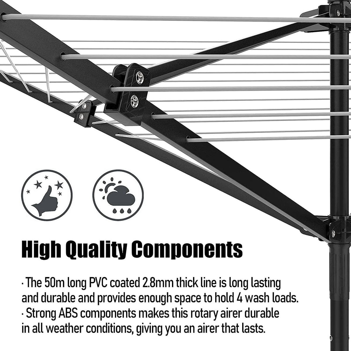 Outdoor Umbrella Clothesline, 165 Feet Heavy Duty Rotary Dryer with 12 Lines & 4 Arms, Adjustable Height Foldable Retractable Collapsible Metal Drying Rack for Backyard, Patio, Garden