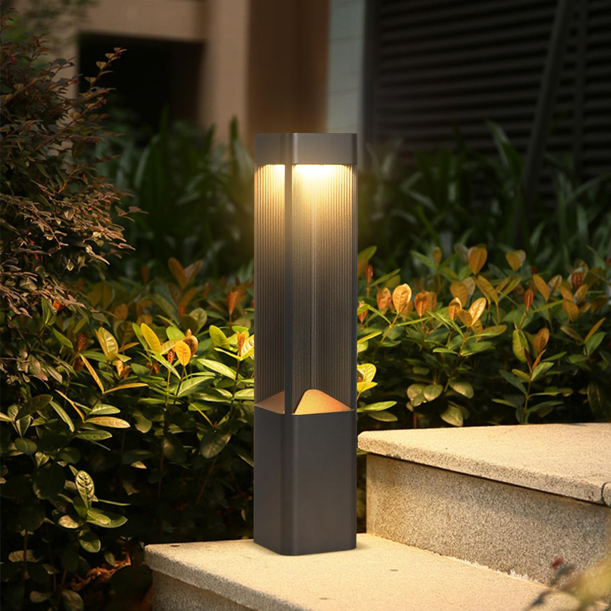 3000K Pathway Lights Black Landscape Path Light Outdoor Waterproof Garden Floor Lamp Modern Walkway Lights LED Warm Light Bollard Lighting Hardwired Aluminum Lawn Post Lights for Entrance Patio Porch