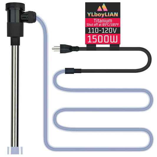 YLboyLIAN 1500W Titanium Immersion Water Heater for Pool & Hot Tub – Portable Electric Submersible Heater with Temp Control, Auto Shut-Off &WiFi Timer for Spa, Bathtub, Above Ground Pool and Baptistry