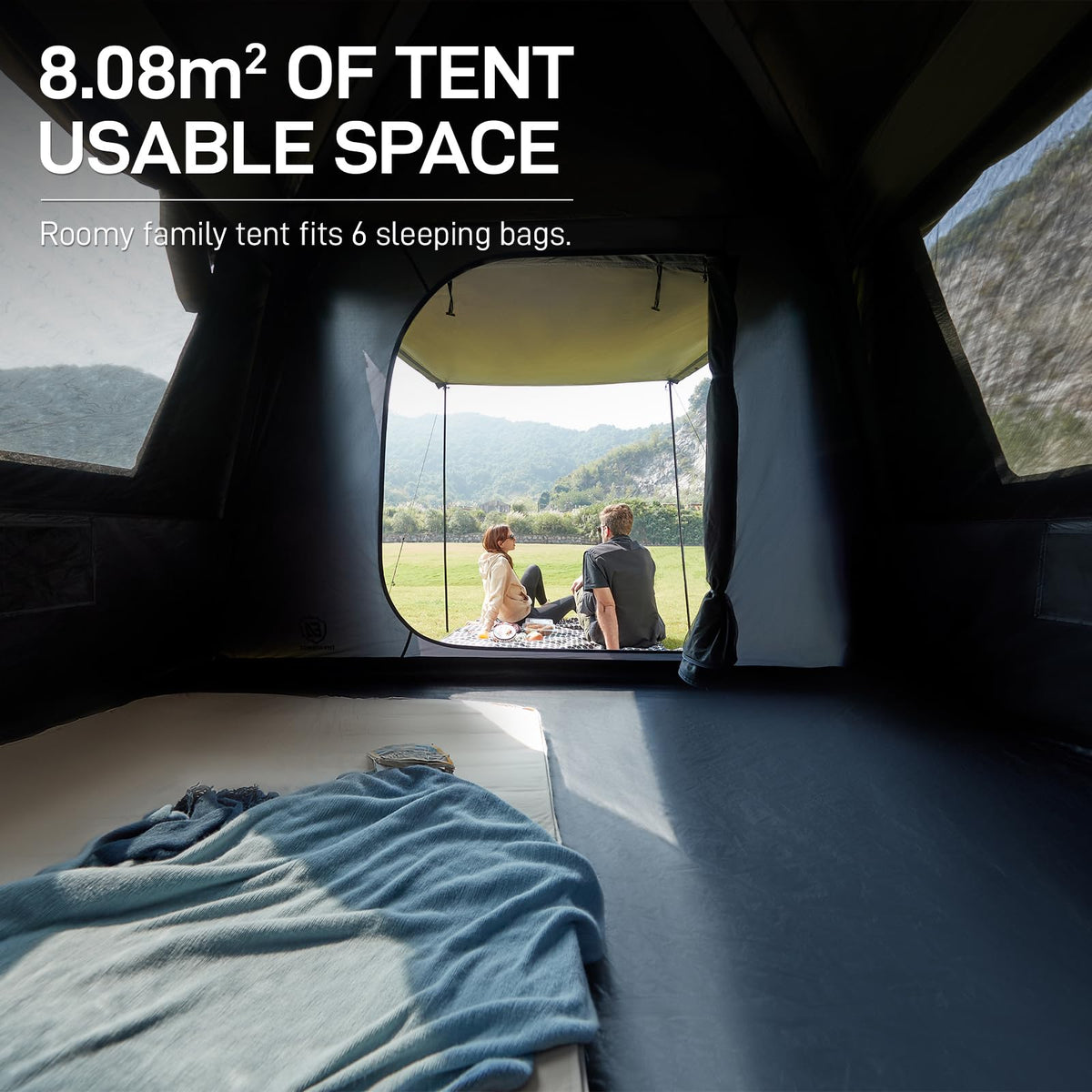 EVER ADVANCED Blackout 6 Person Camping Tent, Instant Cabin Tent for Family with Vestibule and Large Mesh Windows, 60s Easy Setup, Double Layer, Water-Resistant, Orange&Black