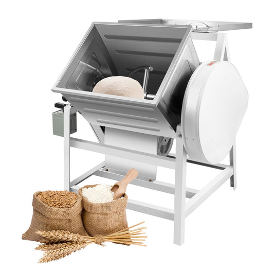 RocoReny 30QT Commercial Electric Dough Mixer Mixing Machine, 1500W 110V Stainless Steel Heavy Duty Pizza Dough Kneading Machine with 90° Tilt Bowl for School Bakery Restaurant