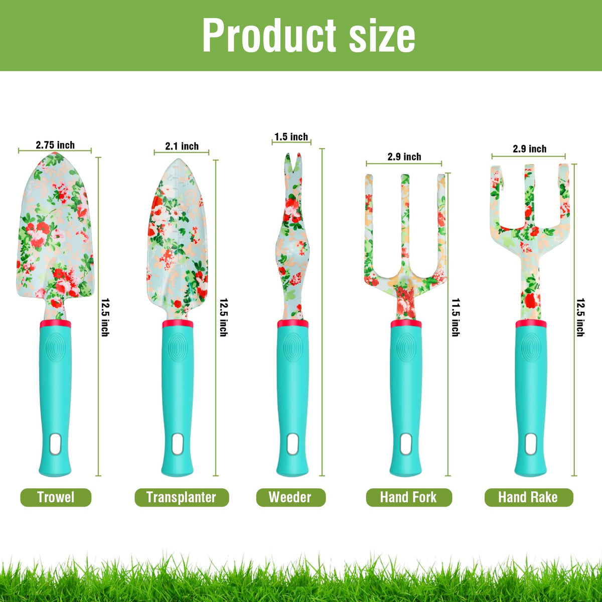 Garden Tools Set, JUMPHIGH 10 PCS Heavy Duty Gardening Tools Includes Hand Trowel Rake Weeder Pruner, Gardening Gifts for Women, Garden Kit with Tote Bag, Apron, Gloves, Kneeling Pad