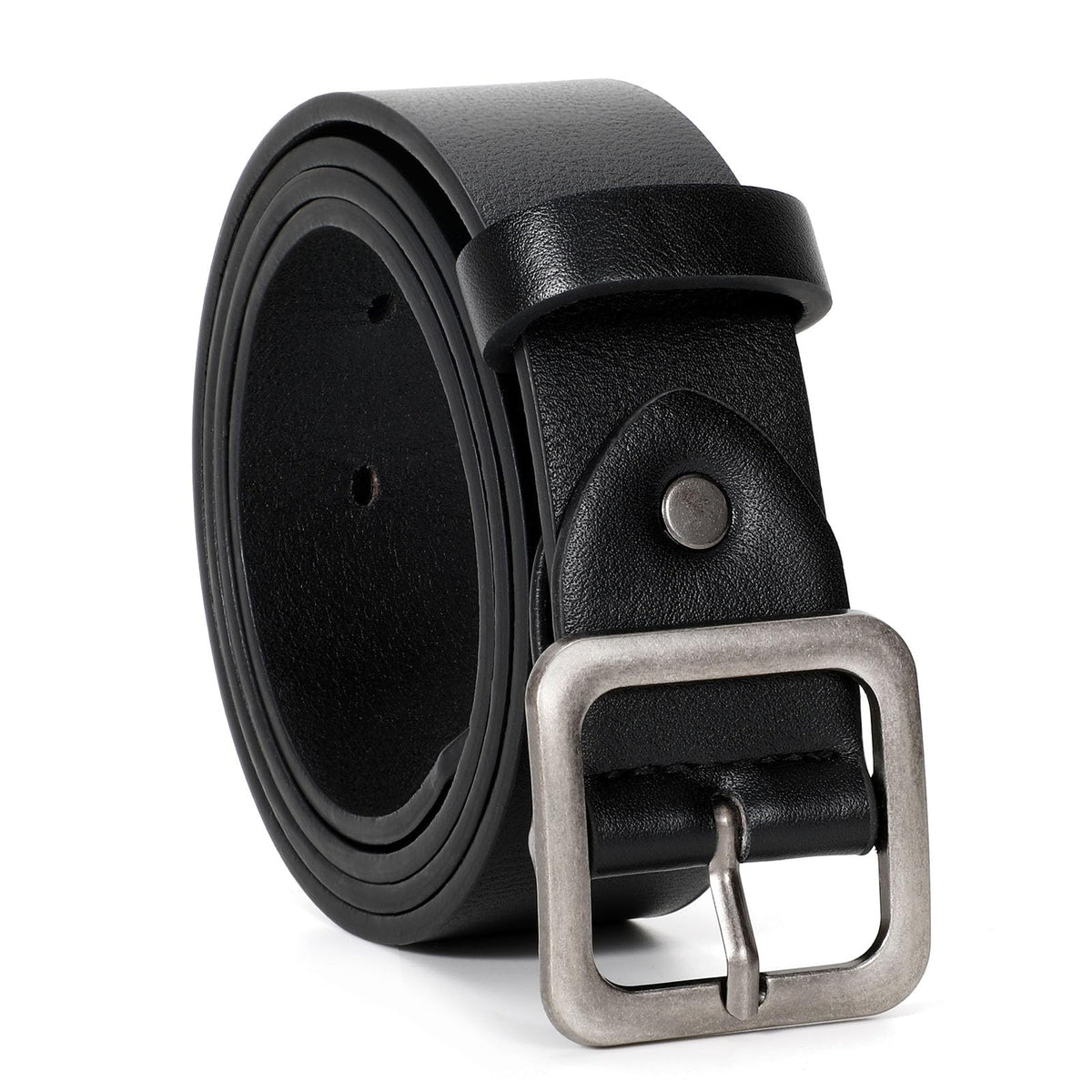 XZQTIVE Women’s Leather Belts for Jeans Pants Dresses Fashion Ladies Black Belt with Square Buckle