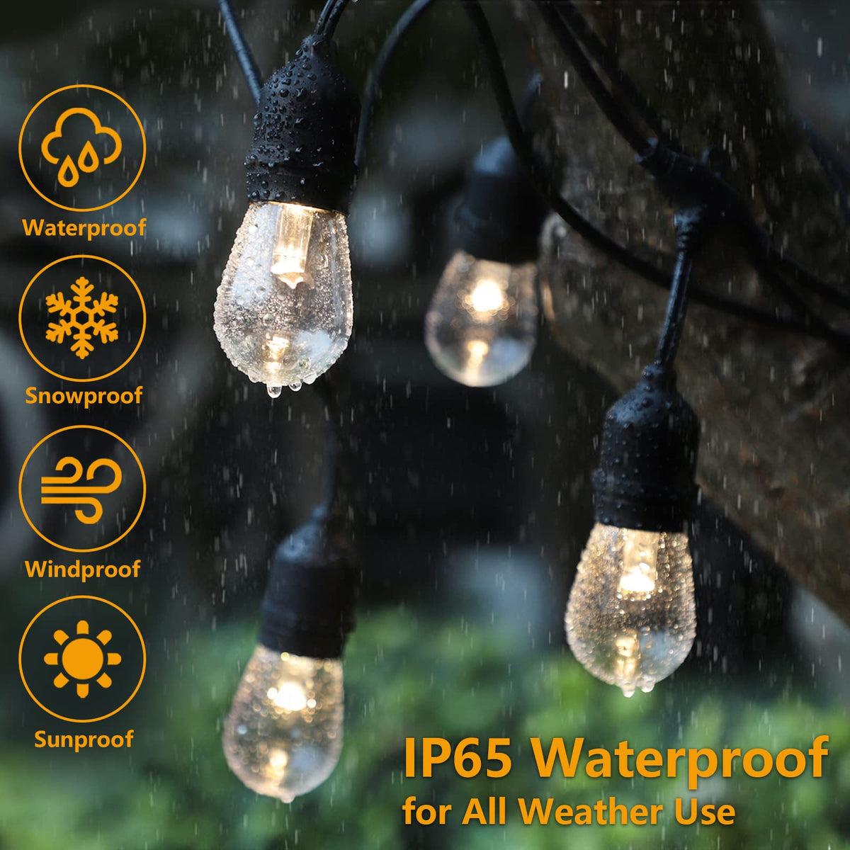 Mlambert 144Ft(3x48ft) 3-Color in 1 48Ft Remote LED Dimmable Outdoor String Lights, Plug-in 2700K/4000K/5000K Waterproof Light for Patio Backyard