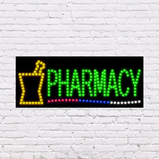 LED Pharmacy Sign for Retail Business Displays |Advertising Electronic Light Up Sign for Windows Walls |11"h x 27"w x 2"d