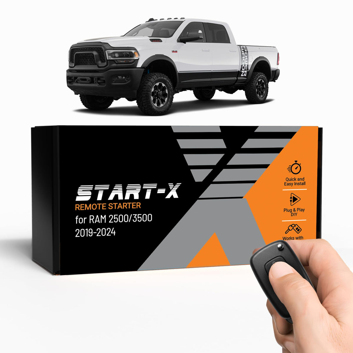 Start-X Remote Starter Kit for RAM 2500/3500 (2019, 2020, 2021, 2022, 2023, 2024) Trucks | NOT 1500 | Push-to-Start Ignition | Plug & Play Install | Lock 3X to Remote Start | Zero Wire Splicing
