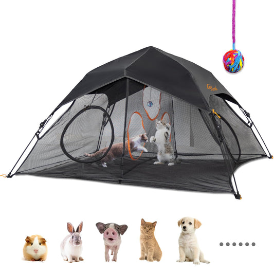 Outdoor Cat Play Tent for Indoor Cats (X- Large Portable Cat House, Outdoor Cat Enclosure for Cats and Small Animals Easy to Connect with Cat Tunnel, Cat Cube (Patented) and Cat Play Tunnel-2 Packs