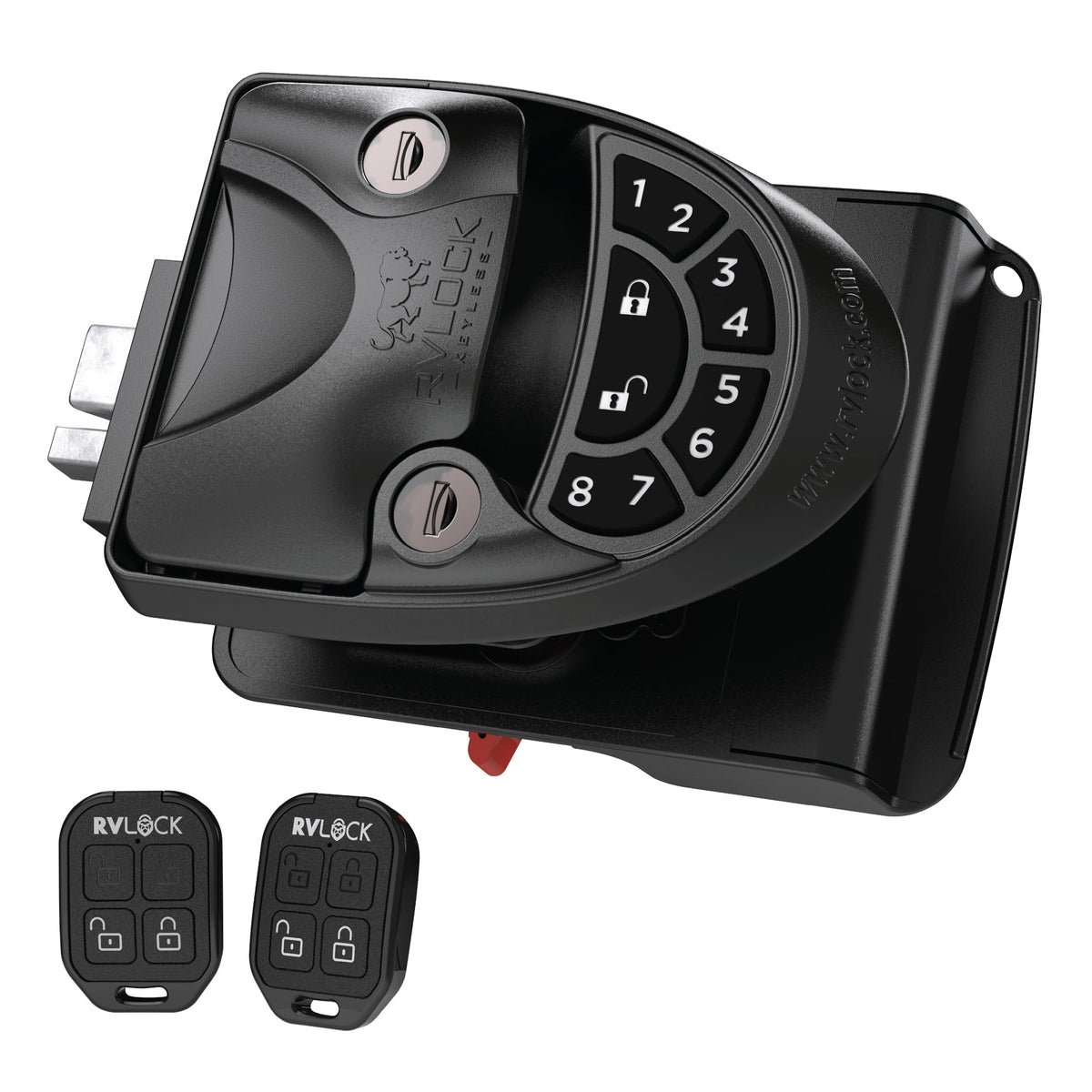 RVLOCK V4 Durable Metal RV Door Lock with Keypad and Remote, Premium Replacement for Trailers, Secure and Convenient Keyless Camper Door Lock Replacement, Patented Security Technology