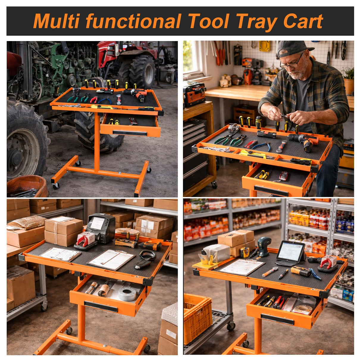 A A IN Heavy Duty Adjustable Work Table with Drawers, for Garages, Repair Shops and DIY, Portable. 220 Pounds Capacity.