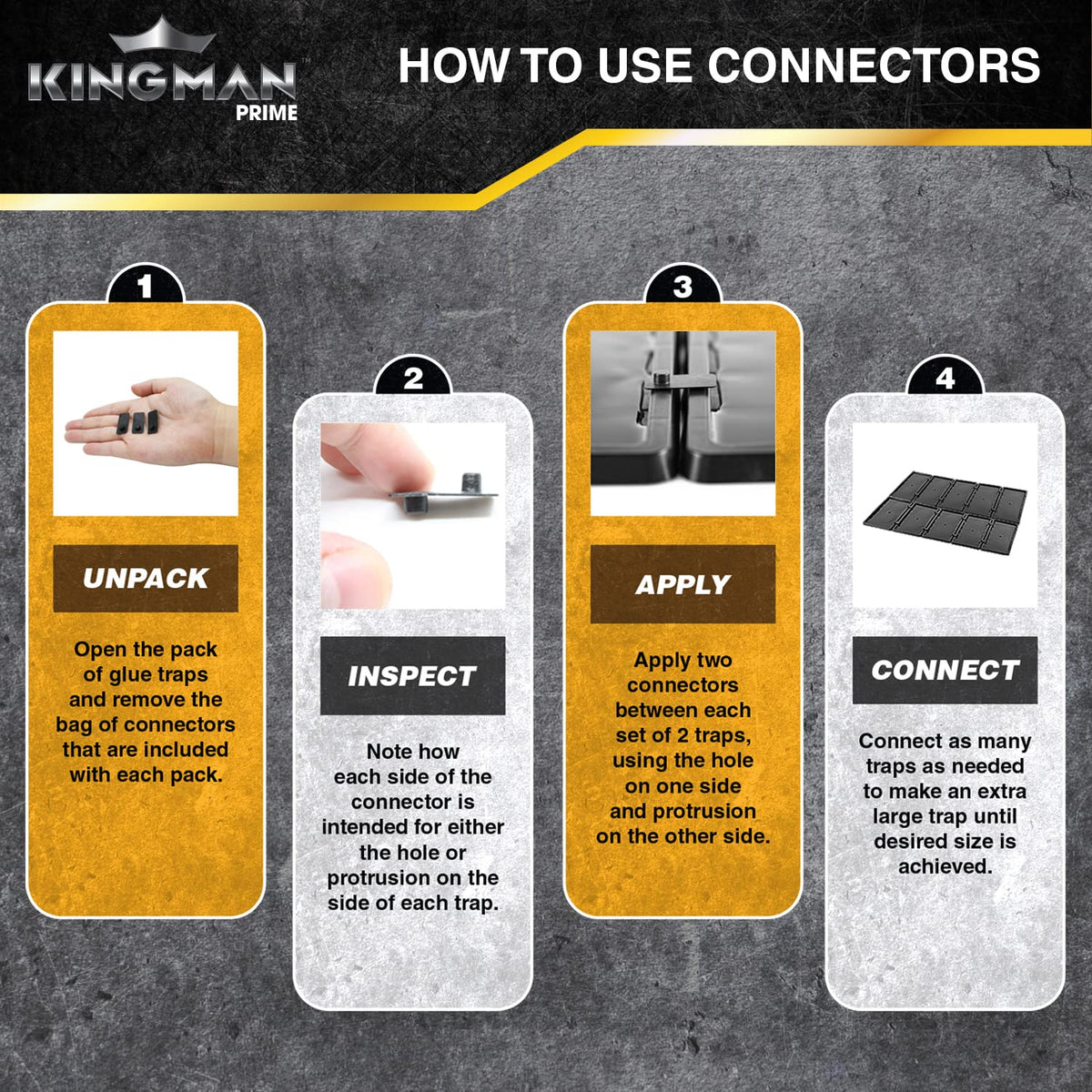 KINGMAN PRIME Rat Mouse Rodent Pest Glue Trap (Large Size) Tray Heavy Duty (96 Traps) with Connectors