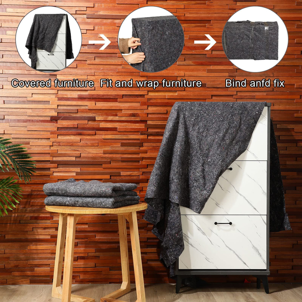 32 Pieces Textile Moving Blankets Bulk 54 x 72 Inch Furniture Blanket High Tensile Strength Pads Shipping Packing Blanket for Moving Furniture Floors Moves and Storage Equipment(Grey)