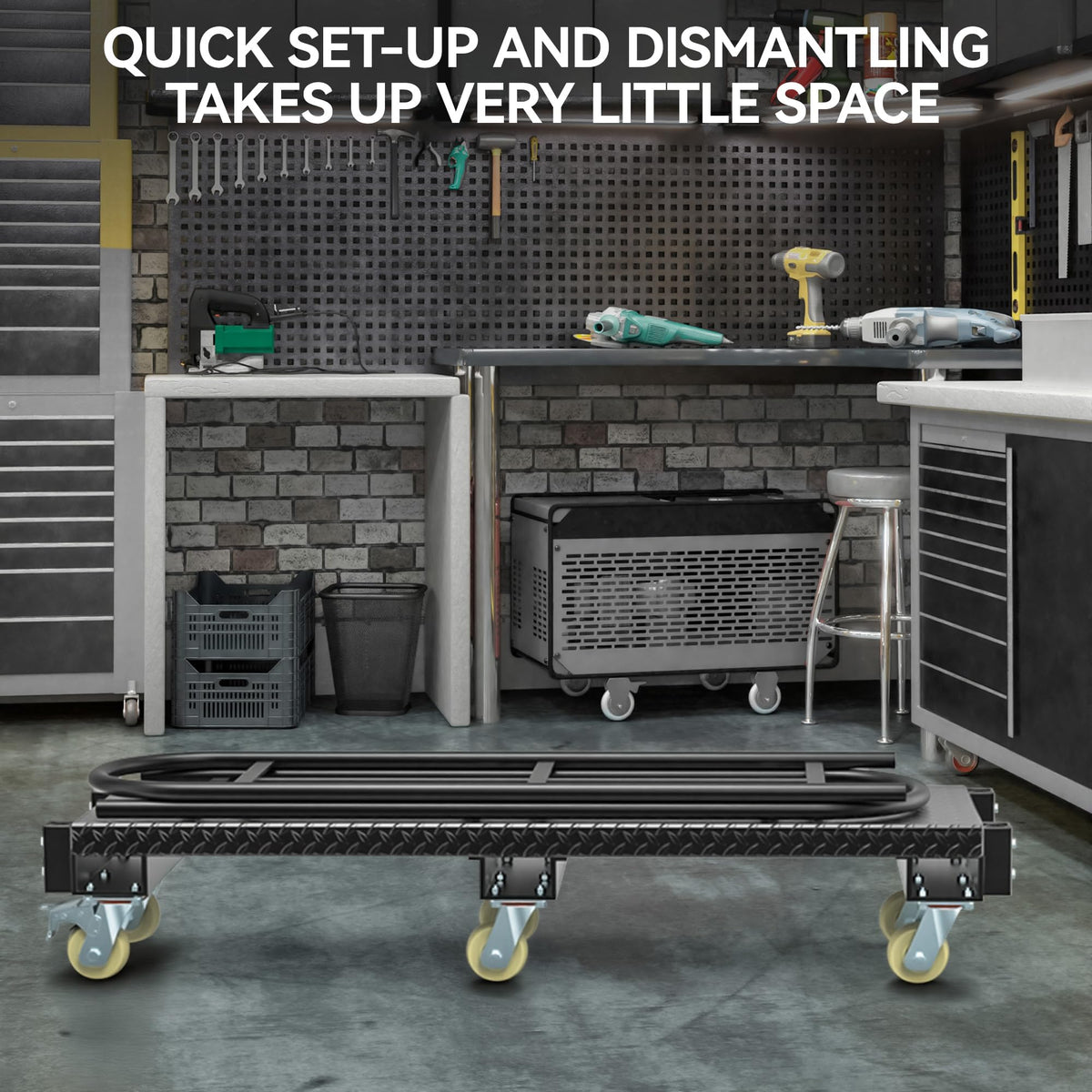 YITAMOTOR Heavy Duty Narrow Aisle U-Boat Platform Truck Dolly, 63 x 15.75 x 60.8 Inch U-Boat Cart with Thick Steel Deck 2000 Lb. Capacity with 6 Swivel Casters(2 Wheels with Brake)