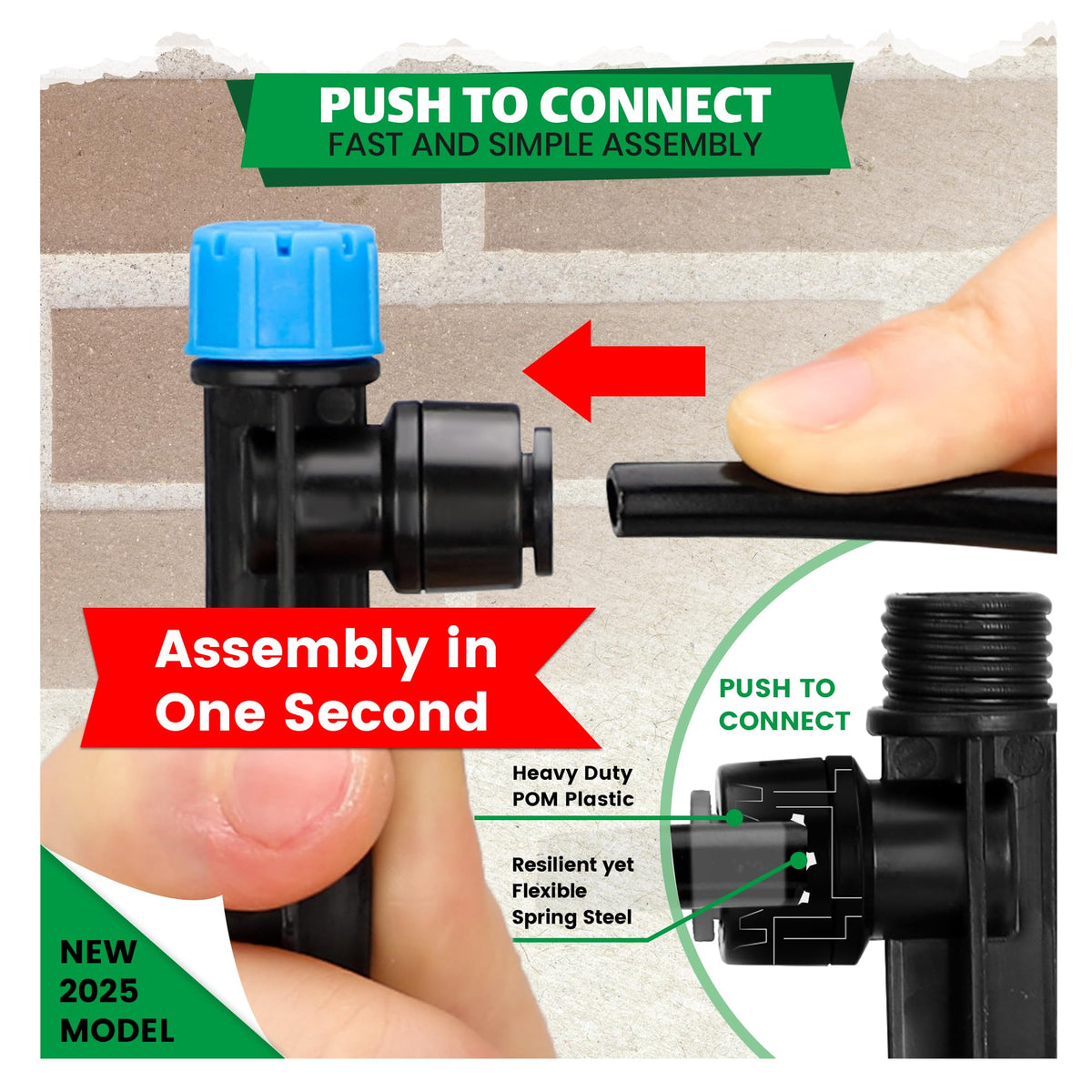 Bonviee 20-Pack Drip Irrigation Emitters- 1/4" Push-to-Connect Precision Irrigation Stakes - Low Flow Garden Watering System for Vegetables, Shrubs & Flower Beds