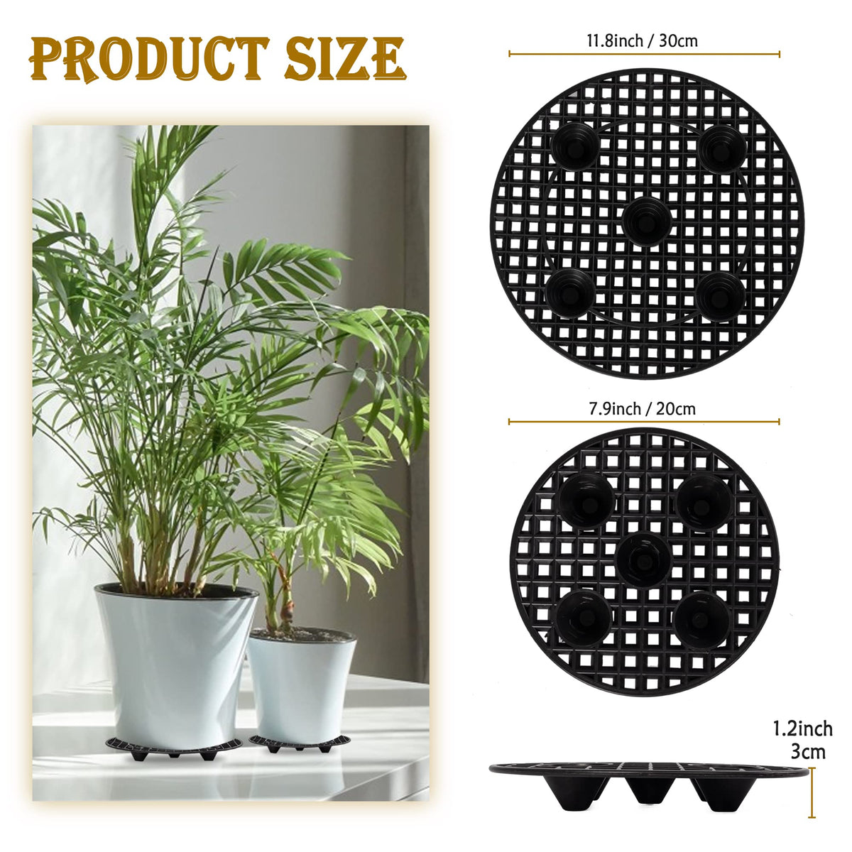 8Pcs Plant Stand Indoor Outdoor, Plant Level Pot Elevator- 2 Size Plant Riser Holder Plastic Floor Protector Plant Trivet, Heavy Planter Holder for Prevent Rot and Damage on Patio & Deck(7.9"&11.8" )