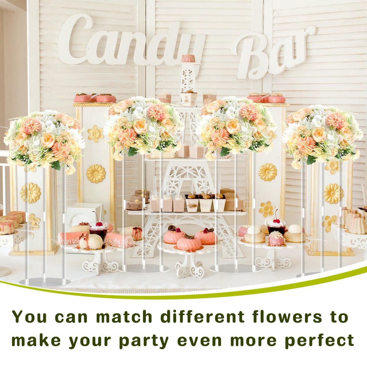 Teenyyou 6 Pcs 20 Inch Tall Acrylic Vase Wedding Centerpieces Clear Flower Stand Acrylic Centerpiece Stand Floral Vase Elegant Display Holder for Wedding Birthday Party Table Decorations
