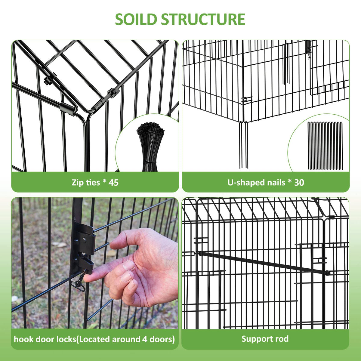INJOPEXI Metal Chicken Coop 130"×40"×39" Chicken Runs for Yard with Cover Chicken Playpen Enclosure Chicken Pen Kennel Duck Coop Cage for Outdoor Backyard Farm Rabbit Dog Cat Small Animal Poultry