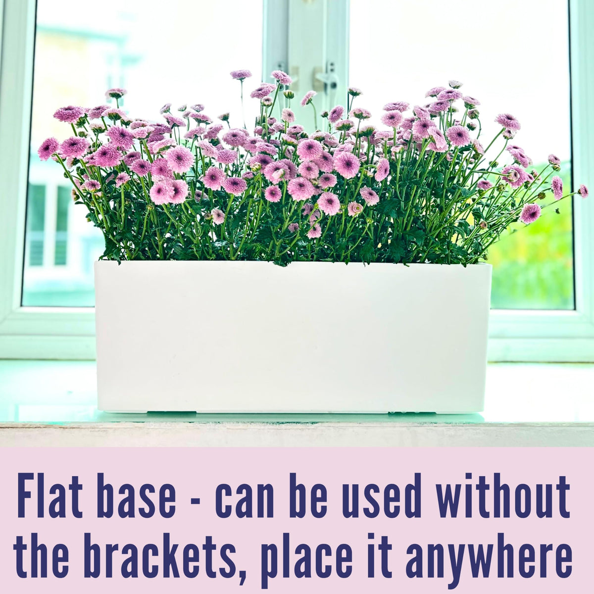 LaLaGreen Rail Planter for Balcony Outdoor (20 Inch, 2 Pack) Large White Self Watering Deck Railing Planters with Brackets, Rectangular Plastic Fence Flower Box Designer Choice