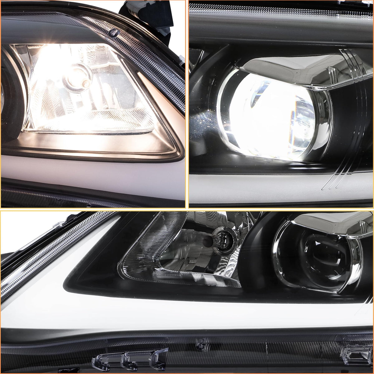 VLAND Headlights Assembly for 2010 2011 Toyota Camry Base, SE, LE, XLE Seden (US Version), Front Headlamp Assembly with Sequential Turn Signals, 1 Pair