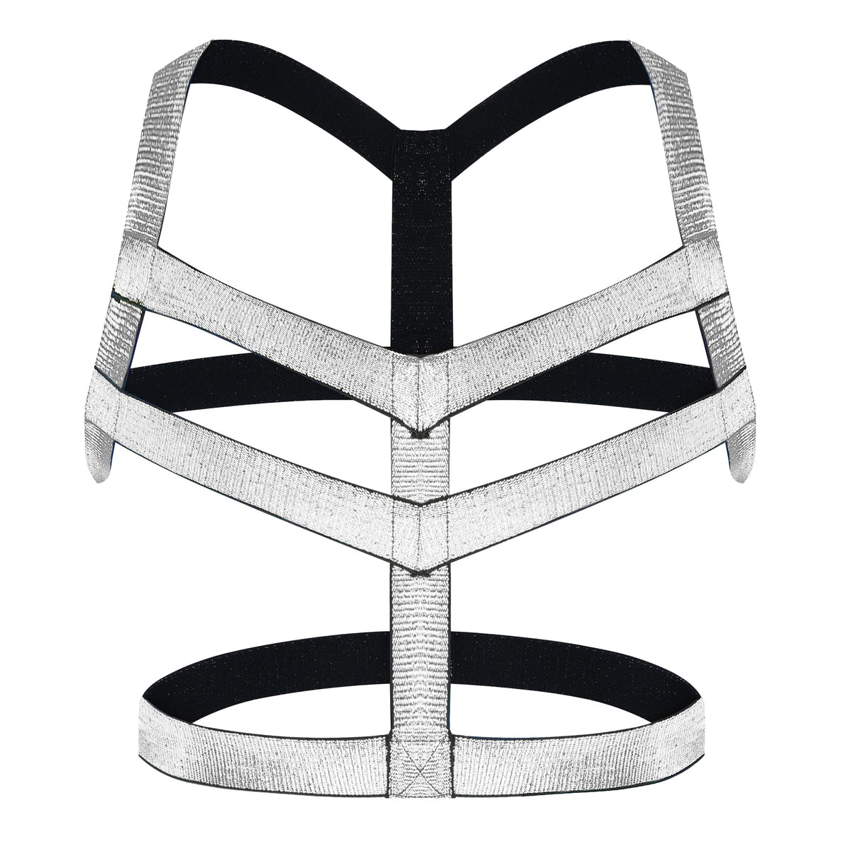 Man Harness Belt Body Chest Elastic Halter Nylon Shoulder Strap Club Wear Tops Black Silver