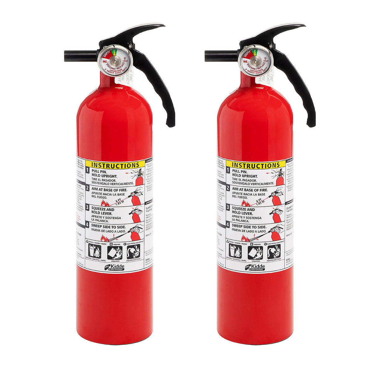 Kidde Kitchen Fire Extinguishers for Home & Office Use, 2 Pack & Fire Extinguisher for Home, 1-A:10-B:C, Dry Chemical Extinguisher, Red, Mounting Bracket Included, 2 Pack