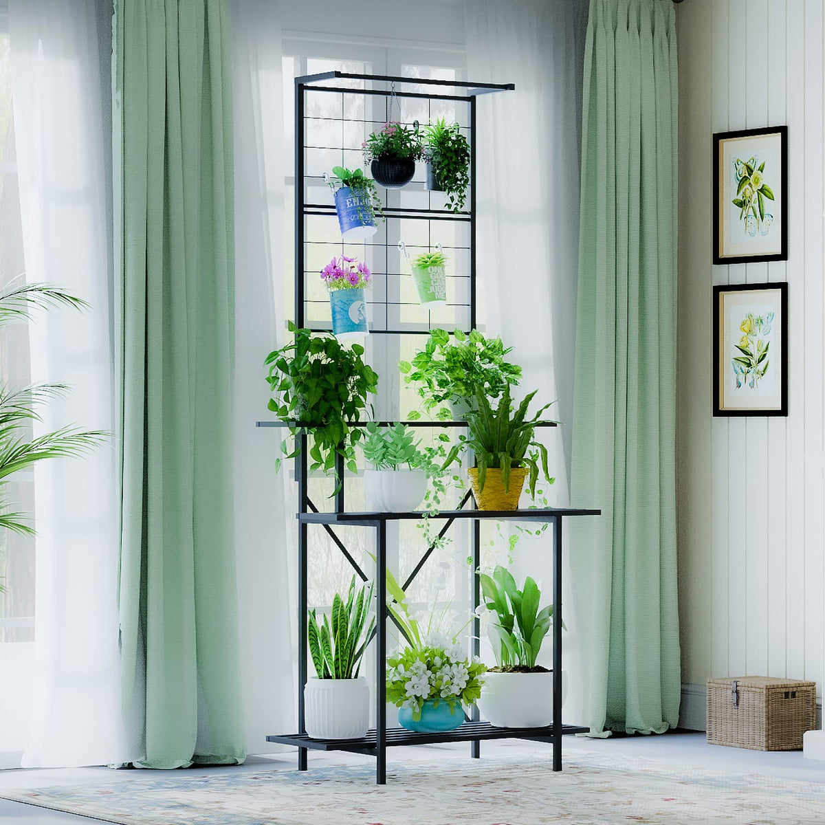 Hanging Plant Pot Shelf Rack Heavy Duty Plant holder Trellis,Multi Layer Plant Stand for Home, Garden, Balcony