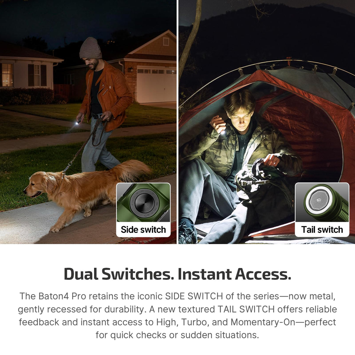 OLIGHT Baton4 Pro EDC Flashlight Rechargeable, 1600 Lumens Small Pocket LED Flash Light with Magnetic & USB-C Dual Charging and Tail Switch Bundle with I3T 2 200 LMS Compact Bright Handheld Lights