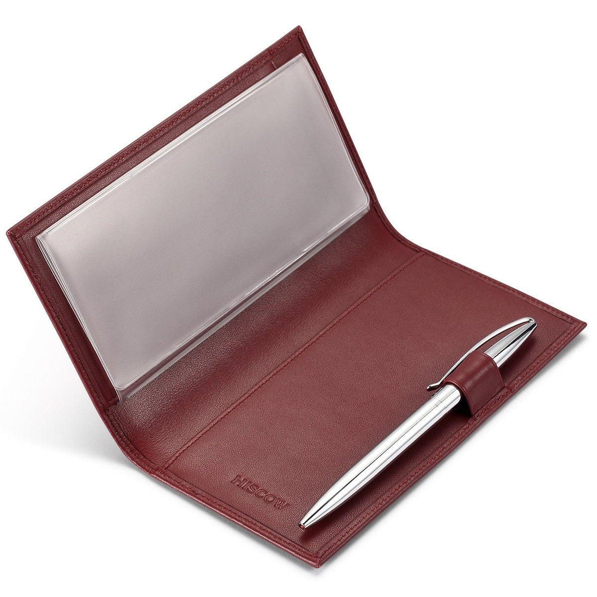 HISCOW Supple Leather Checkbook Cover with Free Divider - Italian Calfskin (Wine Red)