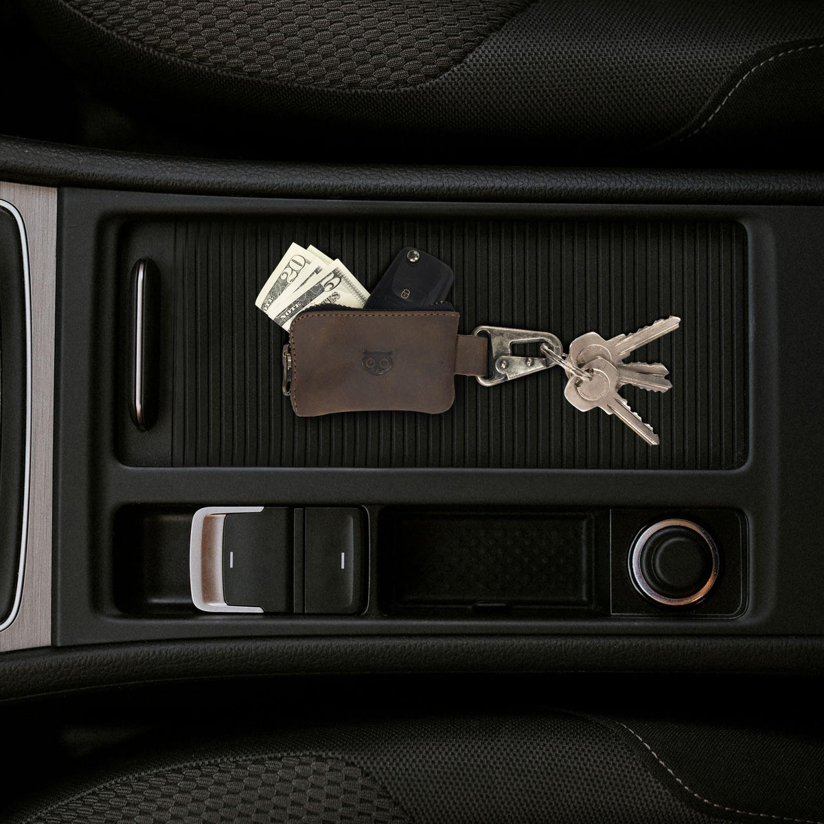 Hide & Drink, Car Key Holder & Coin Purse for Belt Loop Handmade from Full Grain Leather - Bourbon Brown