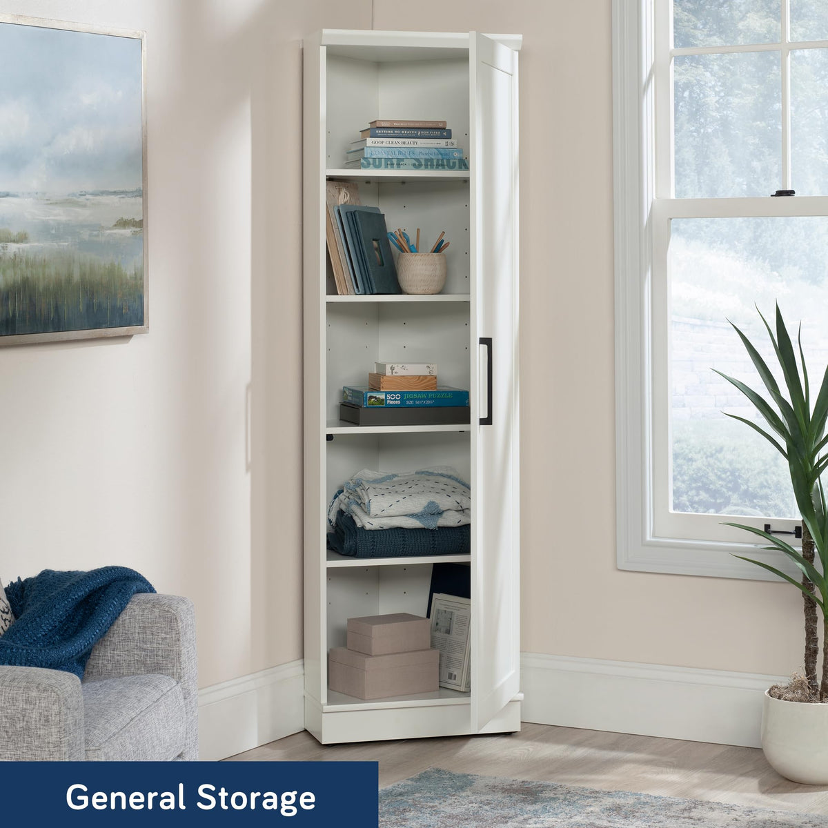 Sauder Homeplus Corner Cabinet, Soft White Finish