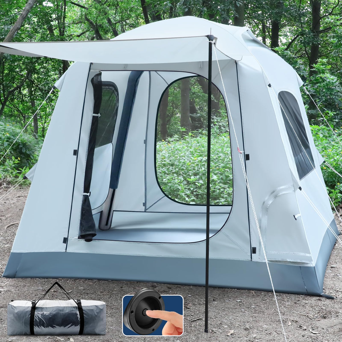 Quick Setup Tent,Automatic Inflatable Camping Tent,Easy Set up 3-4 Person Glamping Outdoor 4 Season Air Blow Up Tents, Rainfly & Windproof Portable (Automatic Inflatable)