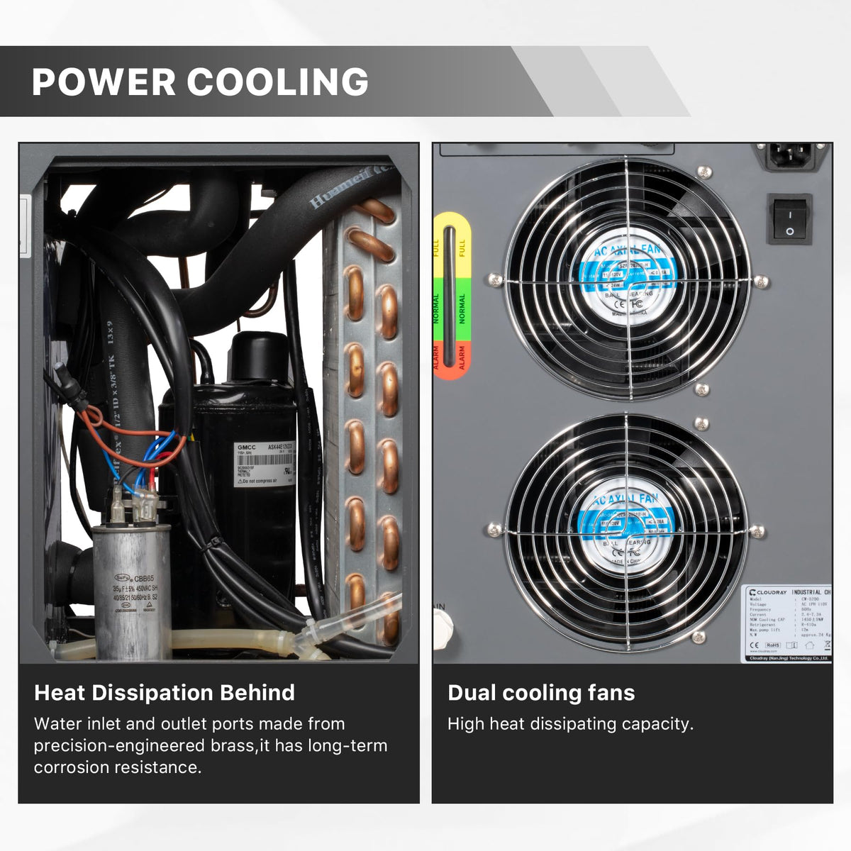 Cloudray 6L Industrial CO2 Laser Water Chiller 0.61HP CW5200 Precise Thermostat Recirculating CO2 Industrial Laser Chiller for 60W 70W 80W 90W 100W 120W 130W 150W CO2 Engraving Machine Cooling Machine