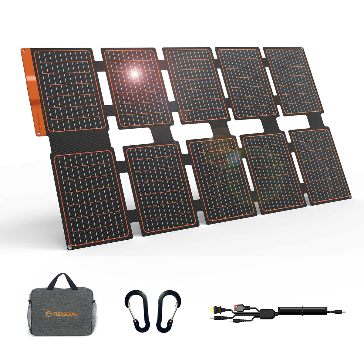 FlexSolar 100W Portable Solar Panels Chargers with PD3.0 USB-C,QC3.0 USB-A and DC Outputs Foldable IP67 Waterproof Power Emergency Camping for Small Power Station Generator,Phones, Power Banks