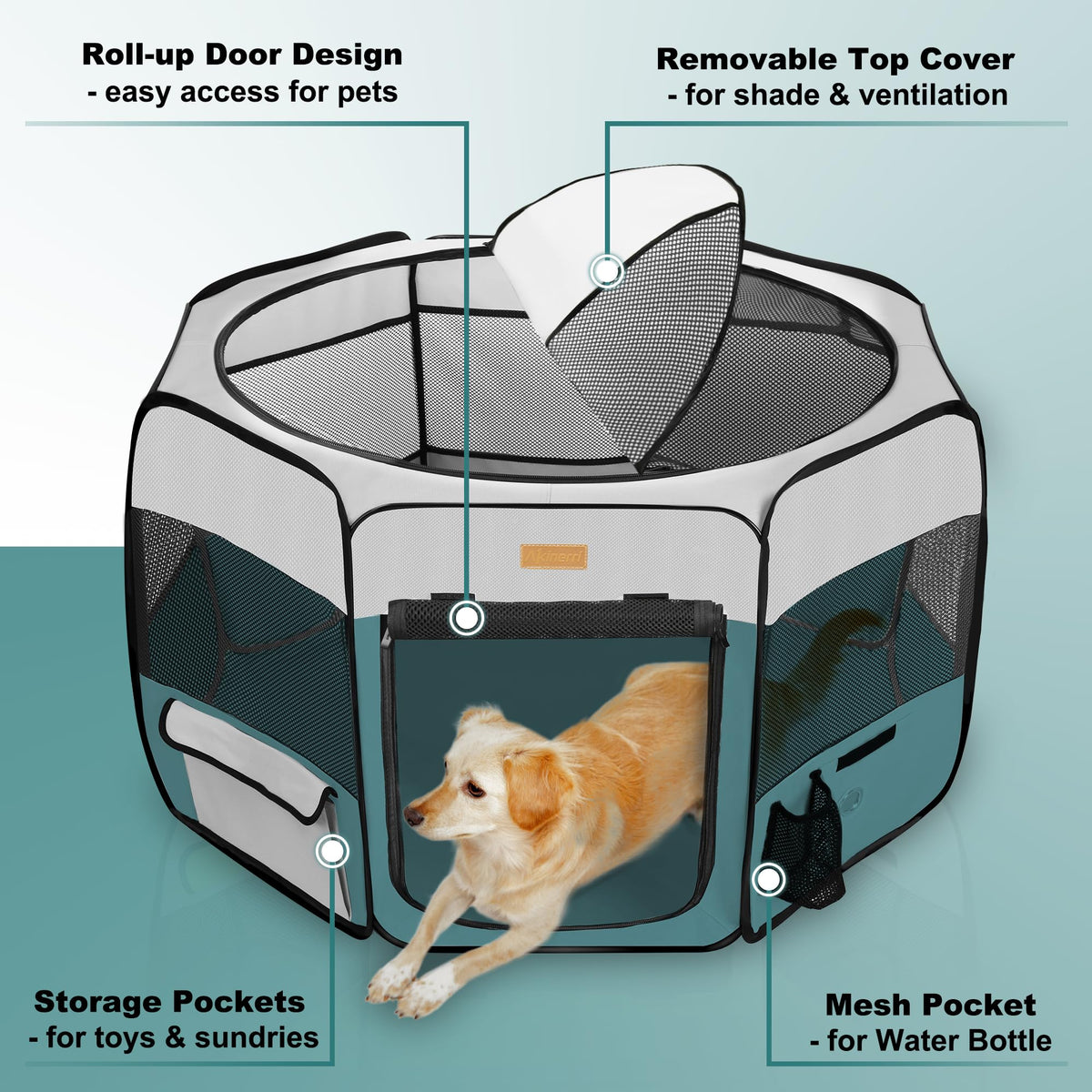 Dog Playpen, Portable Pet Play Pen for Cat, Puppies, Rabbits, Chickens, Foldable Large-Capacity Pet Tent for Indoor/Outdoor Travel Camping (Size XL Without Carry Bag)