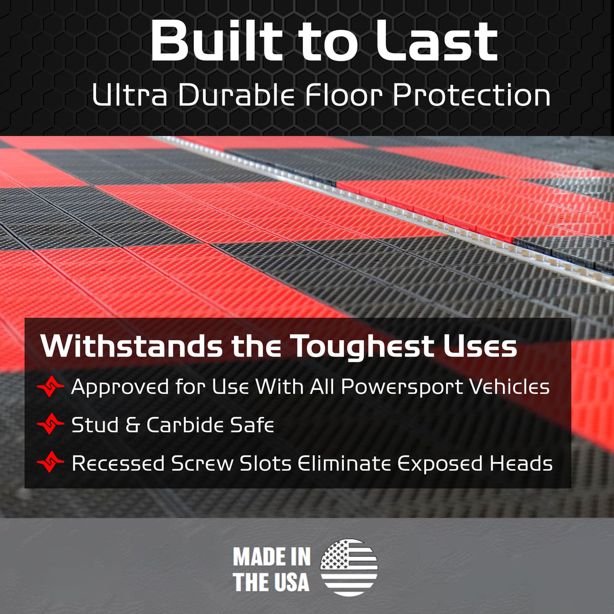 Caliber ProTech Garage Flooring Tiles, 9” x 18” Interlocking Tiles, Red, 24-Pack